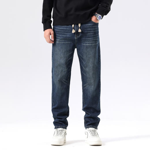 【新款DQ】大依优型大码直筒松紧腰牛仔裤长裤男舒适休闲简约百搭加肥加大男装潮款 商品图1