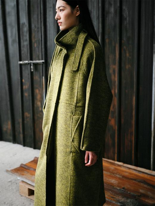 LIYIHAN 24冬绵羊毛简约宽松立领双面呢长款大衣外套高级复古感 商品图1