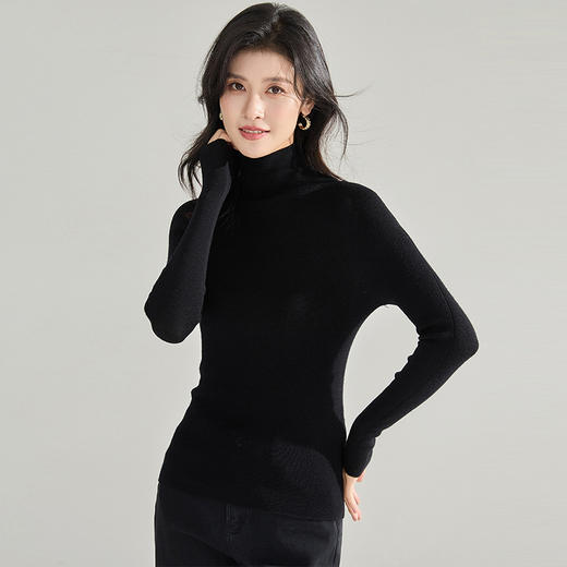 【高货sh】全新升级【铂金会员257/天猫339/差价82】(22316) 洛诗琳秋冬新款百分百精纺羊毛无缝一体柔软高领针织上衣 商品图1