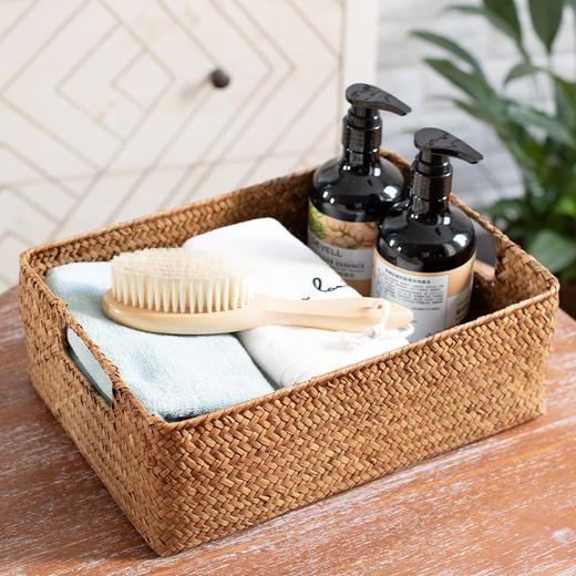 【橙色】娜家草编手提收纳筐 商品图1