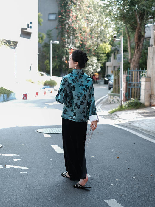 盛唐牡丹|翠绿色漳绒外套 商品图6