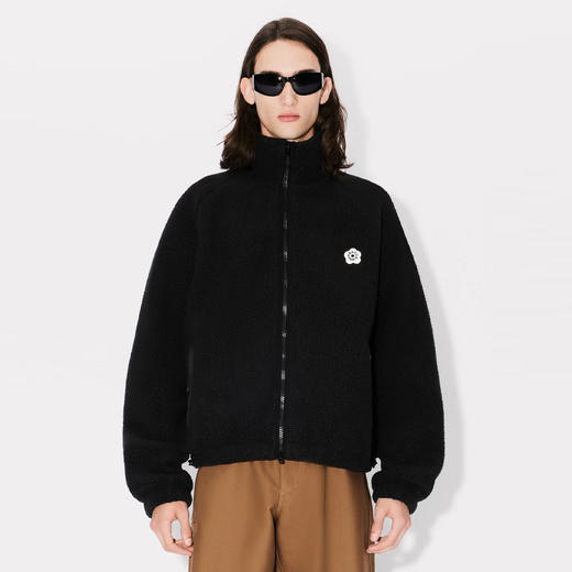 KENZO 高田贤三 男士小海棠花刺绣徽标摇粒绒夹克外套 黑色 FE65 SW211 4FC 99J 商品图1