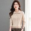 CC-tbrk-X1808秋冬厚款套头半拉链翻领针织衫女宽松纯色显瘦纯色打底毛衣女 商品缩略图2