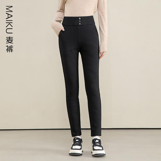 麦裤MK52385 加绒直筒裤/束脚裤 高腰宽松显瘦松紧腰休闲裤 商品图1