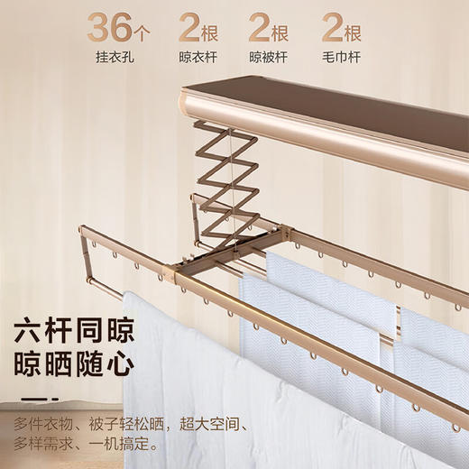海尔（Haier）海尔智能晾衣机阳台多功能晾衣杆照明风干烘干负离子HS07鎏光铜 鎏光铜HS07 【风干烘干】 商品图4