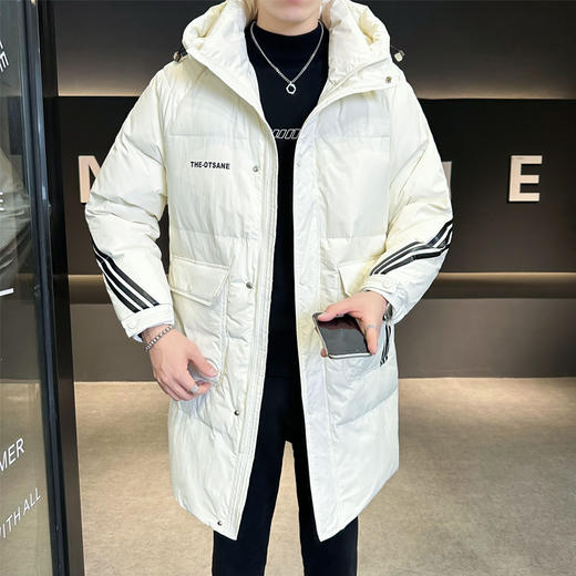 【YW】无忧购韩版休闲百搭三条杠90%白鸭绒男士中长款羽绒服620（截单后7天发货) 商品图3