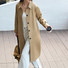 【顺丰包邮】13327 洛诗琳时髦秋冬利器通勤简约翻领长款风衣外套5035