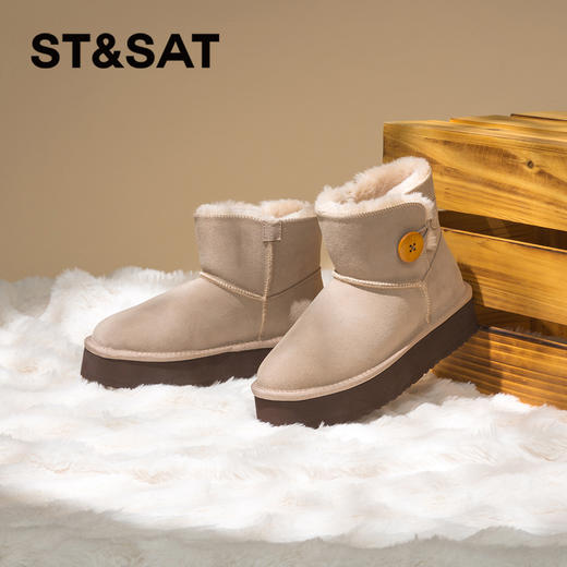 星期六简约圆头加绒加厚保暖雪地靴SSC4118F1Y 商品图2