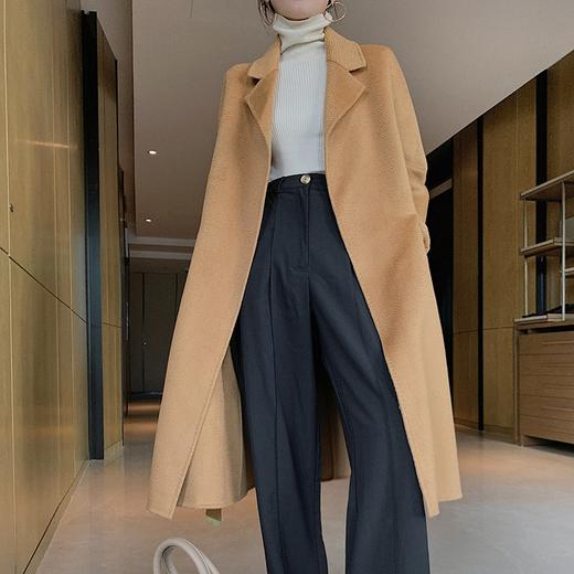 【喵小仟 水波纹羊毛双面呢大衣】2024年新款过膝系带羊毛大衣 经典百搭 简约大方不挑人 商品图5