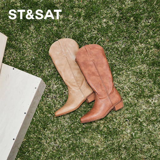 星期六时尚尖头西部复古牛仔靴SSC4117C3I 商品图5