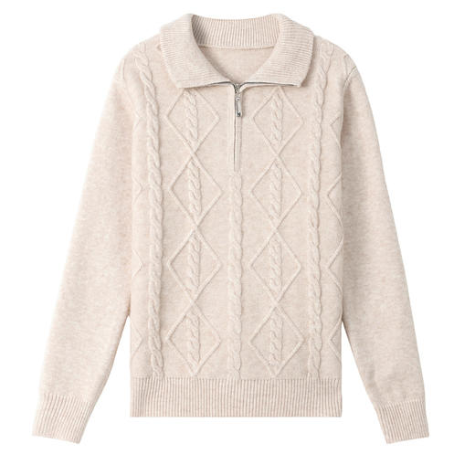 CC-tbrk-X1808秋冬厚款套头半拉链翻领针织衫女宽松纯色显瘦纯色打底毛衣女 商品图4