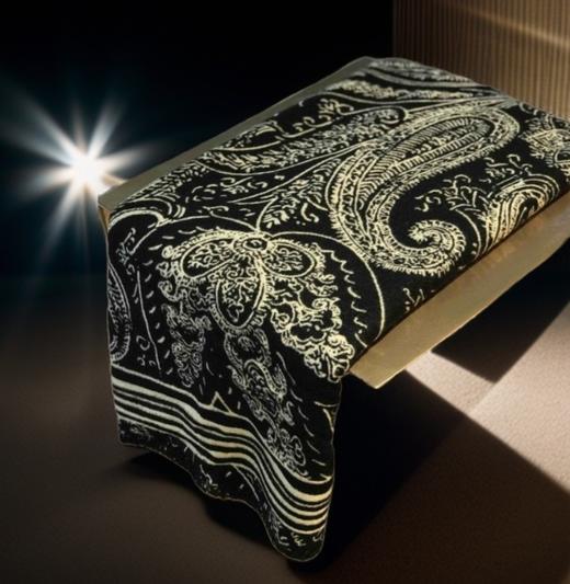 优品堂【墨玉青花】140×140方巾羊毛+拉绒双面围巾披肩两用 商品图1