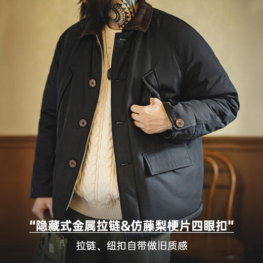 工装优选美式复古Safari猎装夹克棉服翻领加厚保暖棉衣外套男秋冬 商品图3