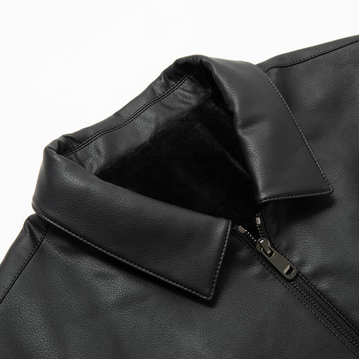 【加绒】【新款DKP】大依优型大码皮衣加绒夹克翻领棉衣胖子大码男休闲商务宽松加肥加大上衣冬季外套 商品图3