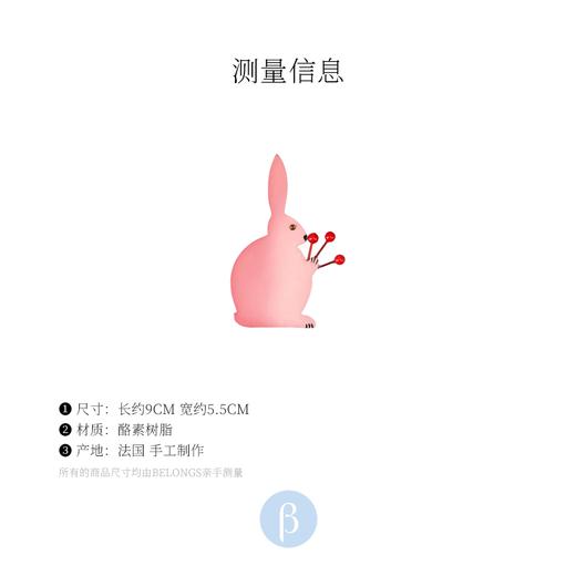 北京仓｜Bijoux Pavone-Flower Rabbit-捧花的粉色小兔 胸针［法国设计师］ 商品图1