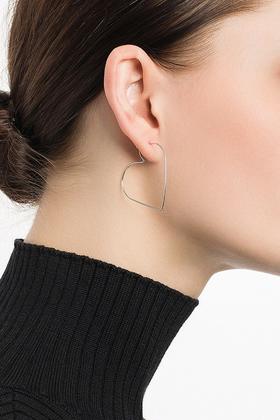 Rebecca Minkoff 简约银色心形耳坠 508