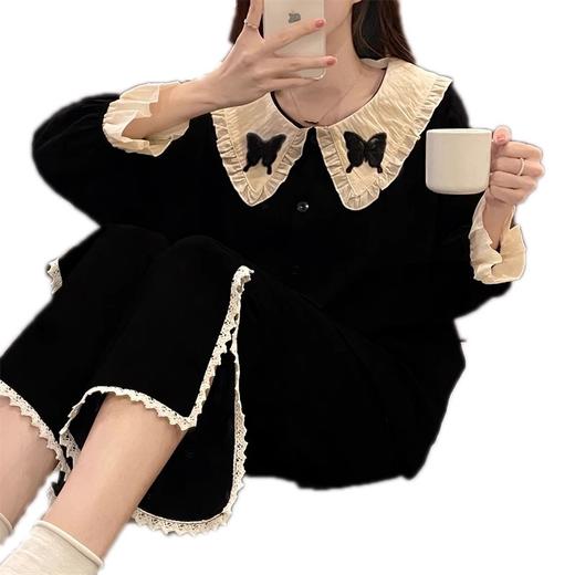 【春秋新款，小仙女必备！】春秋新款黑色长袖家居服套装，舒适面料细腻柔软，甜美少女范儿展现女性柔美之美，韩系ins风格让你散发魅力，在这个季节引爆你的气质与温度，宅在家里也能如花般绽放！ 商品图4
