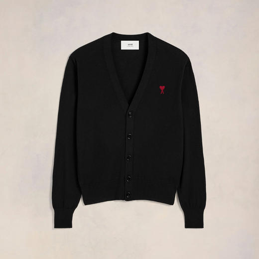 AMI 男士徽标提花经典美利奴羊毛针织开衫 黑色 BFHKC001 001 001 商品图0