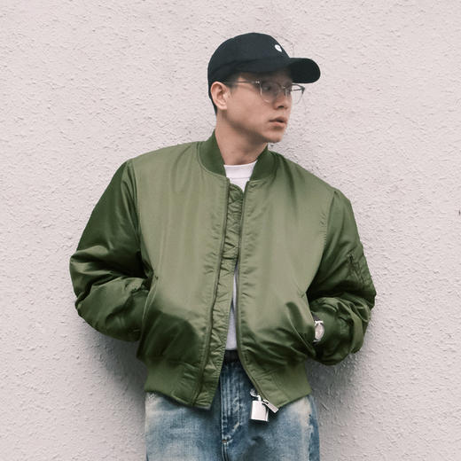 714street美式复古MA1飞行夹克棉服2024冬季新款潮牌宽松厚外套男 商品图1