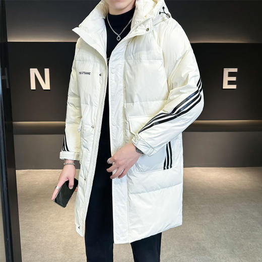 【YW】无忧购韩版休闲百搭三条杠90%白鸭绒男士中长款羽绒服620（截单后7天发货) 商品图5