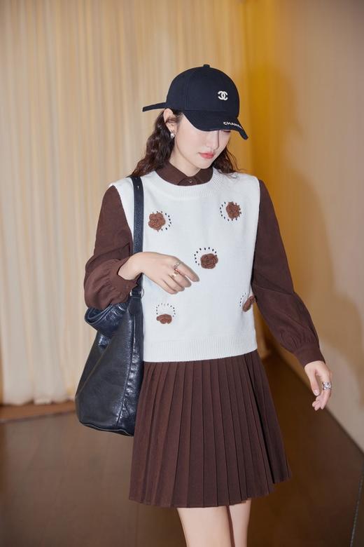 Stay2Weeks 韩系针织背心百褶连衣裙两件套装 19055 商品图7