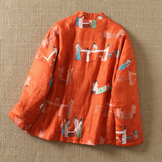 GYH 1801复古夹棉加厚棉服中式撞色盘扣对襟棉衣外套 商品图2