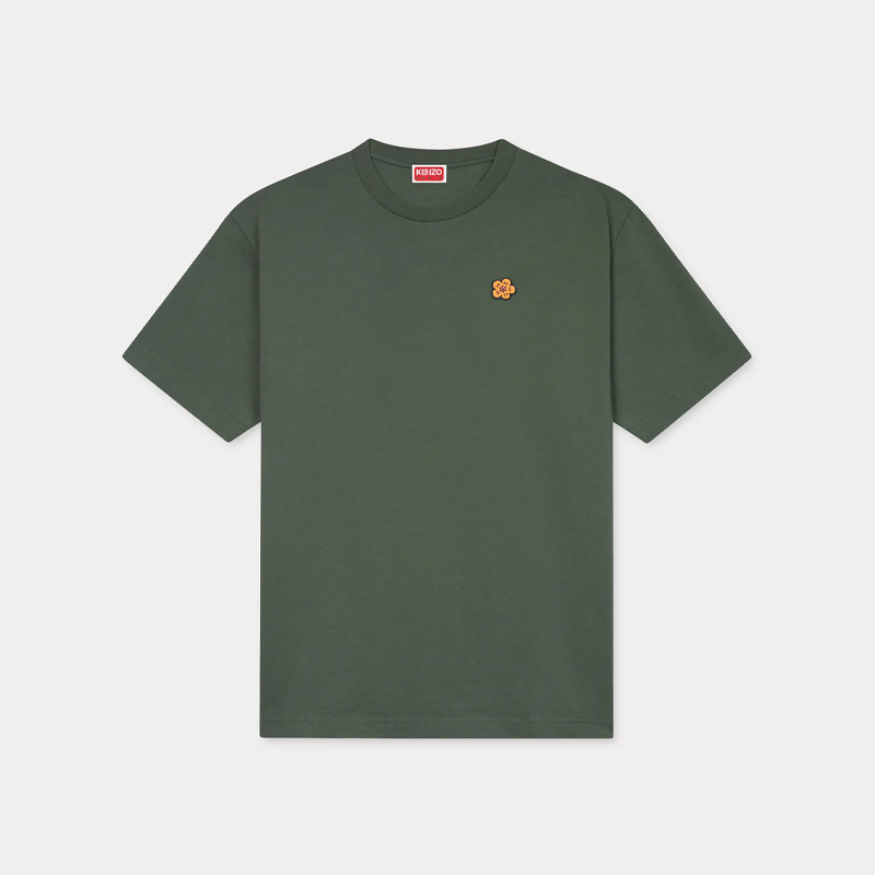 KENZO 高田贤三 男士小海棠花刺绣徽标棉质圆领短袖T恤 绿色 FE65 TS474 4SG 51