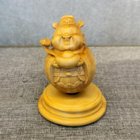 可旋转财神°黄杨木摆件