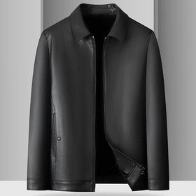 【加绒】【新款DKP】大依优型大码皮衣加绒夹克翻领棉衣胖子大码男休闲商务宽松加肥加大上衣冬季外套