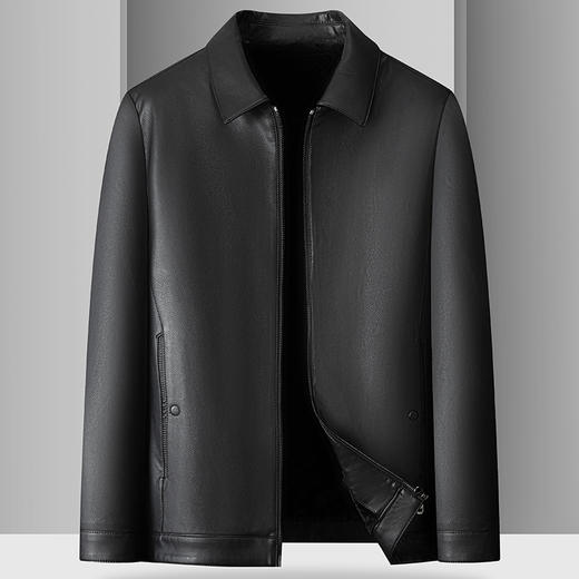 【加绒】【新款DKP】大依优型大码皮衣加绒夹克翻领棉衣胖子大码男休闲商务宽松加肥加大上衣冬季外套 商品图0