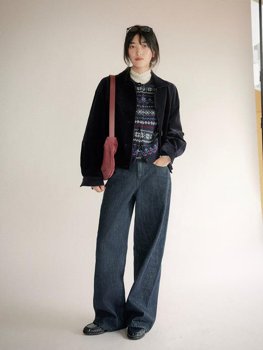 【Even Vintage】复古感 赤耳原牛宽松高腰直筒长裤休闲简约牛仔裤女 商品图3