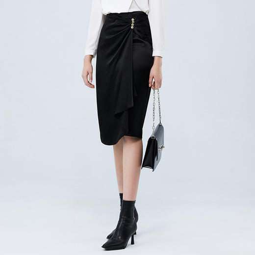 EITIE爱特爱秋季新款气质通勤显瘦百搭高腰半身裙7506202 商品图1