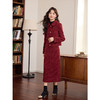 【1件75折】熙世界红色小香风套装秋冬新款高级感粗花呢短外套半身裙两件套 商品缩略图4