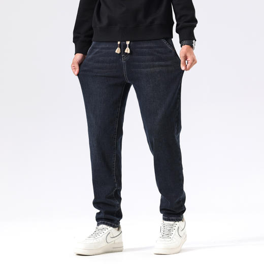【新款DQ】大依优型大码直筒松紧腰牛仔裤长裤男舒适休闲简约百搭加肥加大男装潮款 商品图4