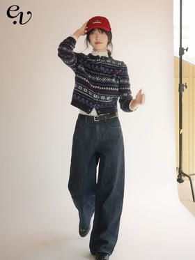 【Even Vintage】复古感 赤耳原牛宽松高腰直筒长裤休闲简约牛仔裤女