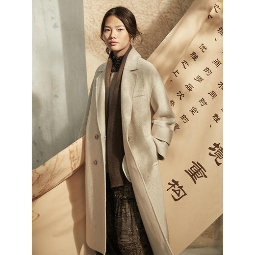 famecoco范可儿毛呢大衣女士冬季设计感韩版羊毛外套F208AC112 商品图1