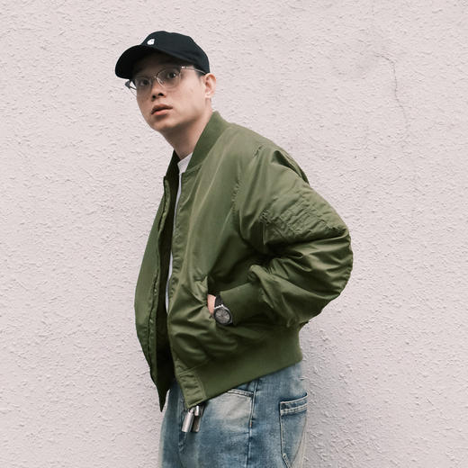 714street美式复古MA1飞行夹克棉服2024冬季新款潮牌宽松厚外套男 商品图4