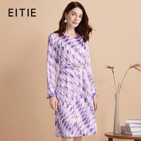 EITIE爱特爱秋季新款印花收腰显瘦通勤连衣裙7507221
