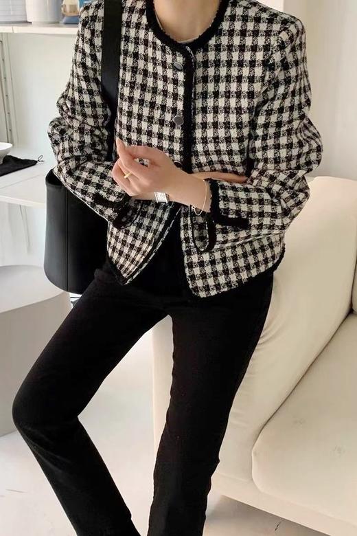 Le Malene 气质小香圆领格外套 13568 商品图3