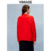 VIMAGE纬漫纪时尚宽松百搭盘扣红色针织开衫冬季新款V2201810 商品缩略图4