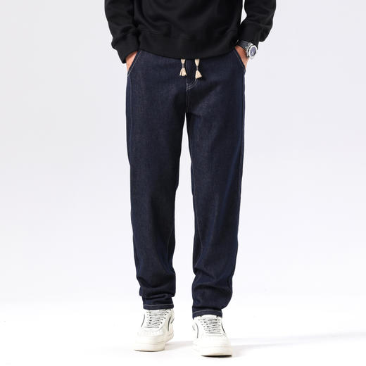 【新款DQ】大依优型大码直筒松紧腰牛仔裤长裤男舒适休闲简约百搭加肥加大男装潮款 商品图7