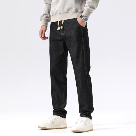 【新款DQ】大依优型大码直筒松紧腰牛仔裤长裤男舒适休闲简约百搭加肥加大男装潮款 商品图2