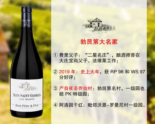 【现货特促，售完无补】98分大年：费里父子酒庄夜圣乔治阿洛单一园干红（2019年） 商品图0