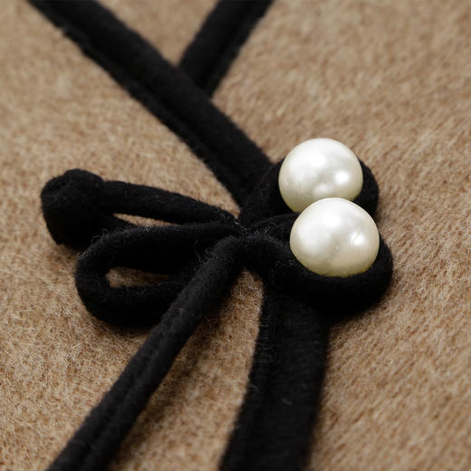 PH958斯尔丽24新款轻国风撞色滚边精致盘扣V领小个子双面呢羊毛大衣 商品图4