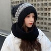 秋冬百搭针织帽子围巾两件套一体百搭显脸小风雪帽毛球毛线帽学生潮流百搭新款旅游必备小红书推荐 商品缩略图3