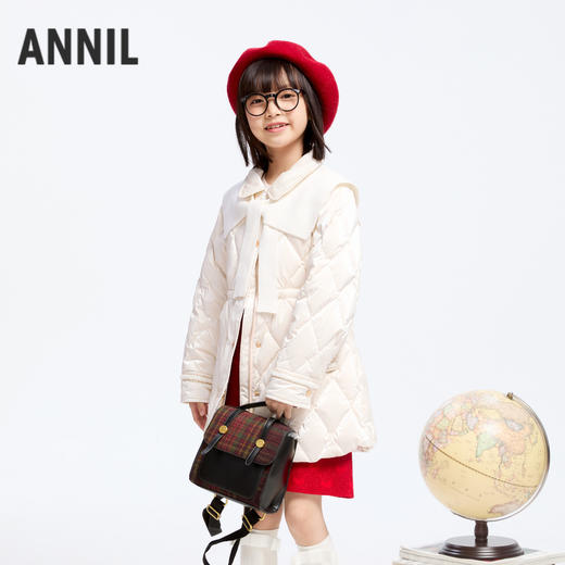 【轻暖0~10℃】女童小香风收腰羽绒中长款外套冬季新款安奈儿童装实体店同款AG445813 商品图2