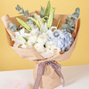 【守护你】9枝白玫瑰➕1枝浅蓝色绣球➕2枝白色百合➕新鲜配花配叶，精品时尚花束 商品缩略图0