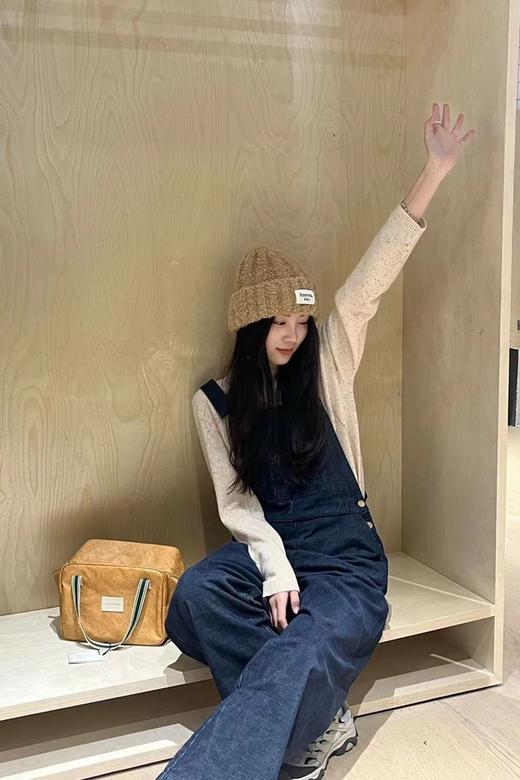 HAYES 绒感单宁色背带裤 19028 商品图2