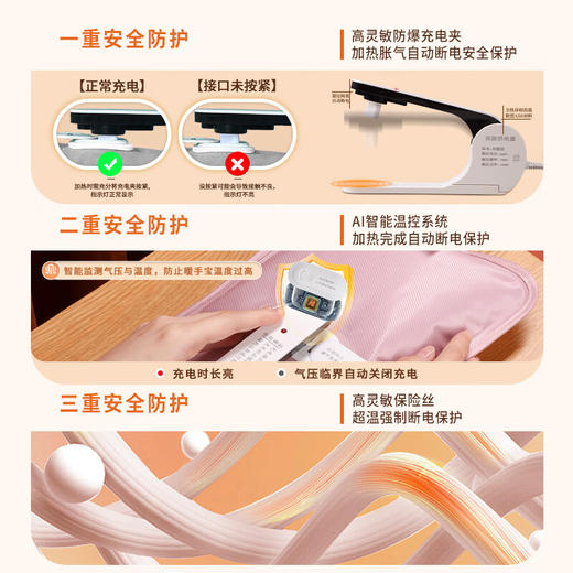 康佳 电热暖手袋暖手宝 KH2415 羊羔毛可拆套袋款-卡棕色 商品图6