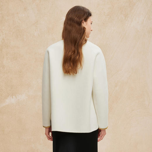 PH959斯尔丽24冬季新款新国风拼提花盘扣廓时尚V型领双面呢羊毛大衣 商品图1